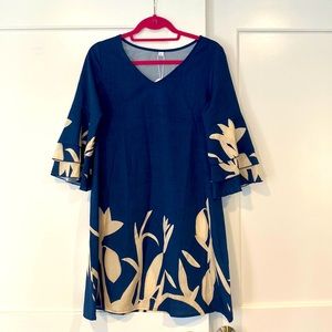 Blue dress with abstract detail